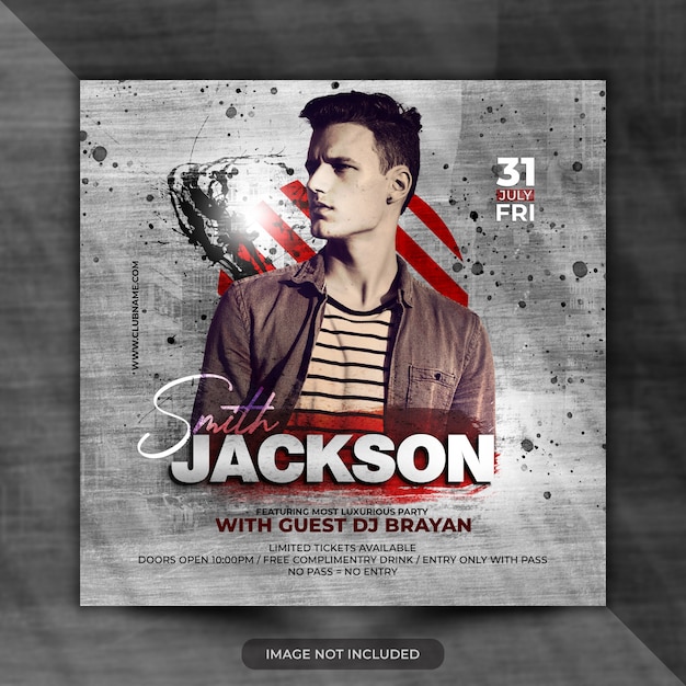 Dj party flyer sjabloon social media post & webbanner premium psd