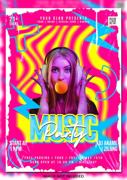 PSD dj party flyer social media post template