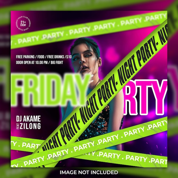 PSD dj party flyer social media post template