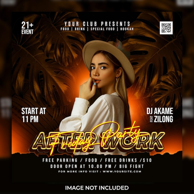 Dj party flyer social media post template