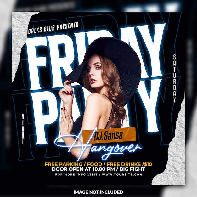 Dj party flyer social media post template