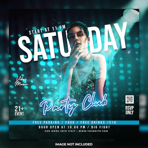 Dj party flyer social media post template