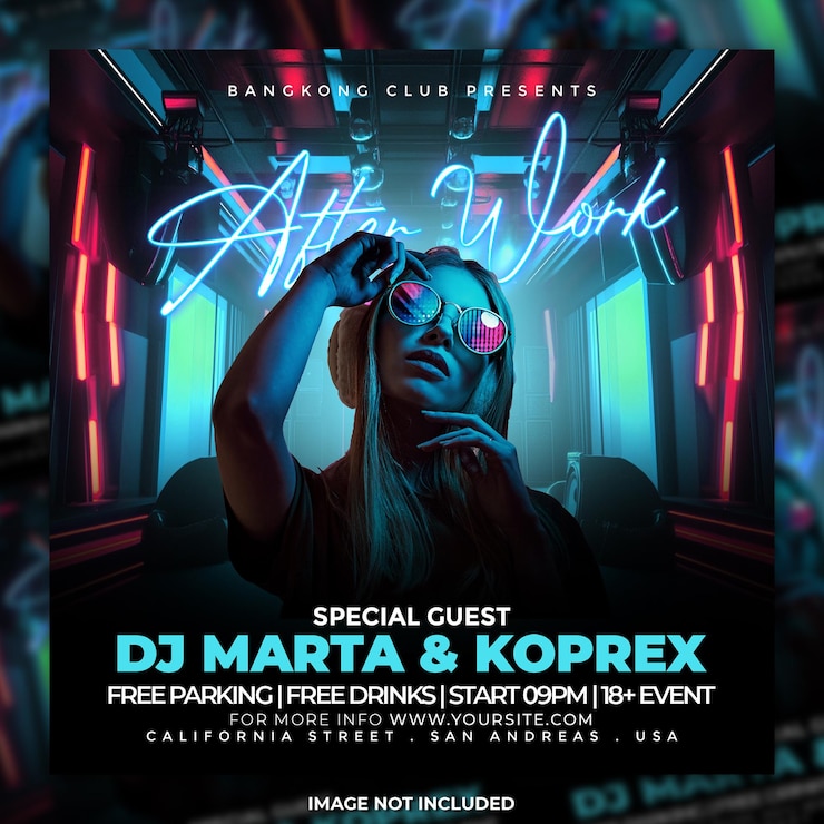 PSD dj party flyer social media post template