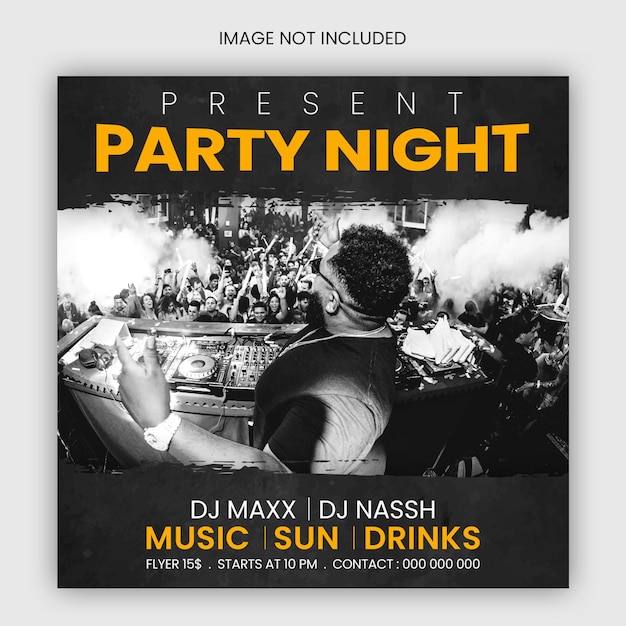 DJ Party Flyer Social Media Post Template