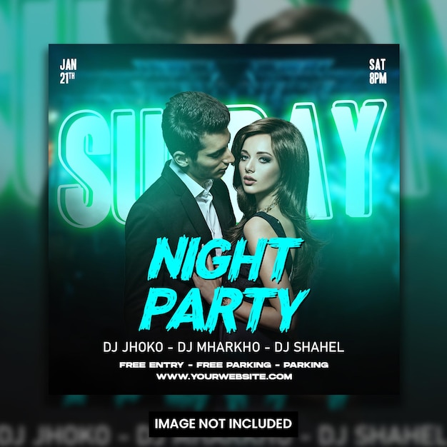 PSD post sui social media per dj party flyer