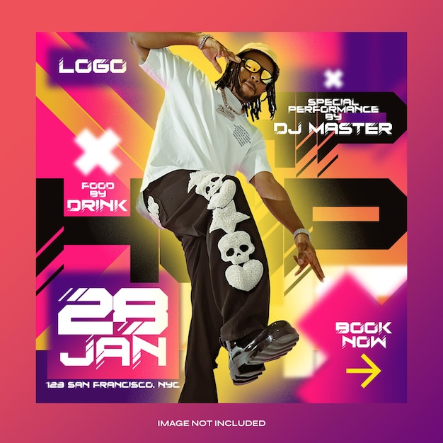 PSD dj party flyer social media post