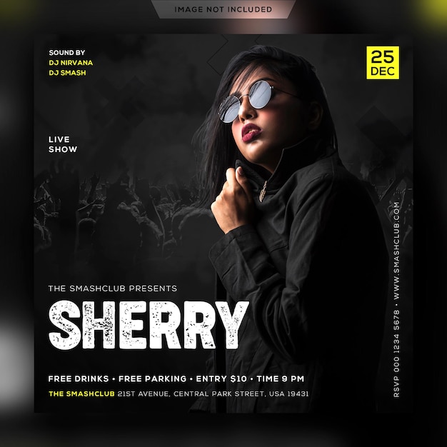 Dj party flyer template Premium Psd, Social Media Post