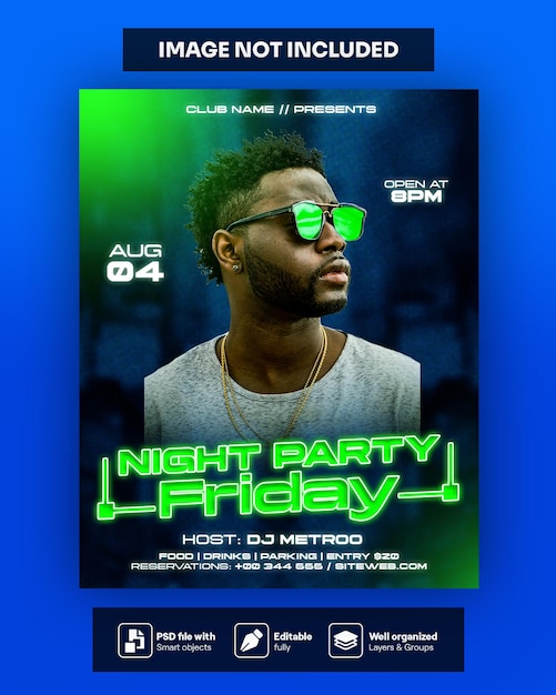 Dj party flyer template for social media