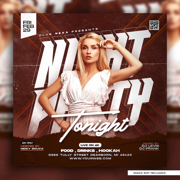 Dj party holiday night flyer or social media template