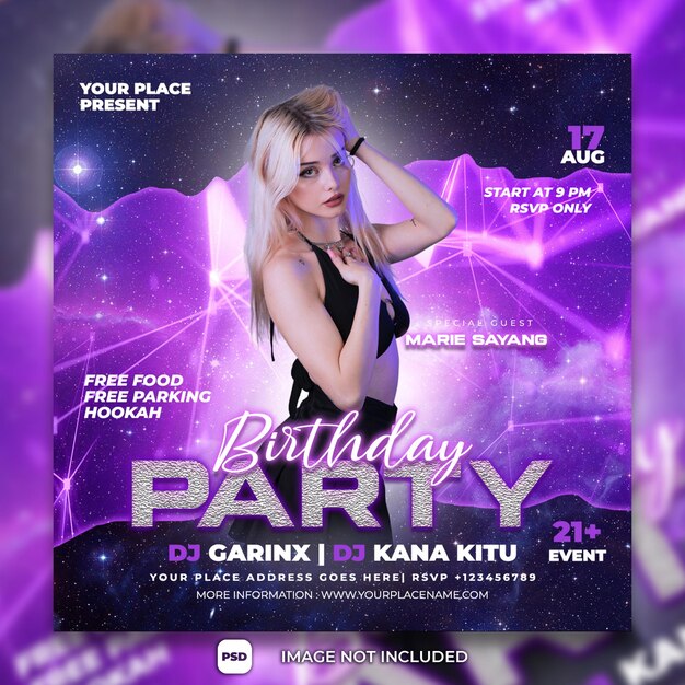 Dj party night club social media template