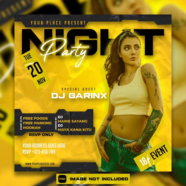 PSD dj party night club social media template