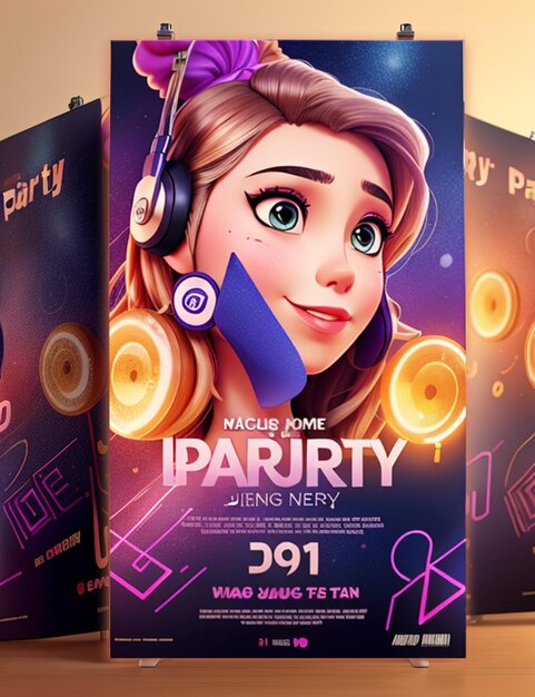 dj party poster mockup nieuwe banner mockup met elegant ontwerp