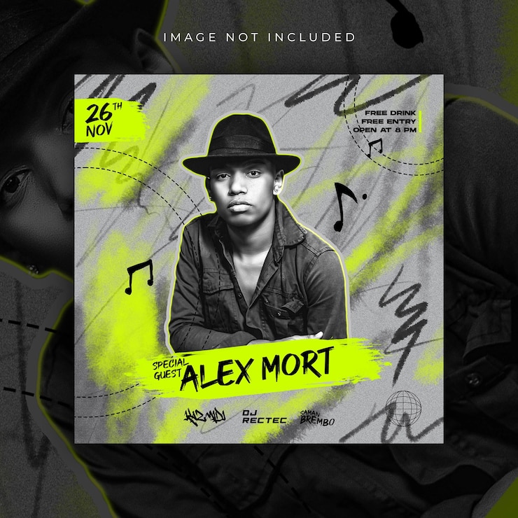 PSD dj party social media post and flyer template