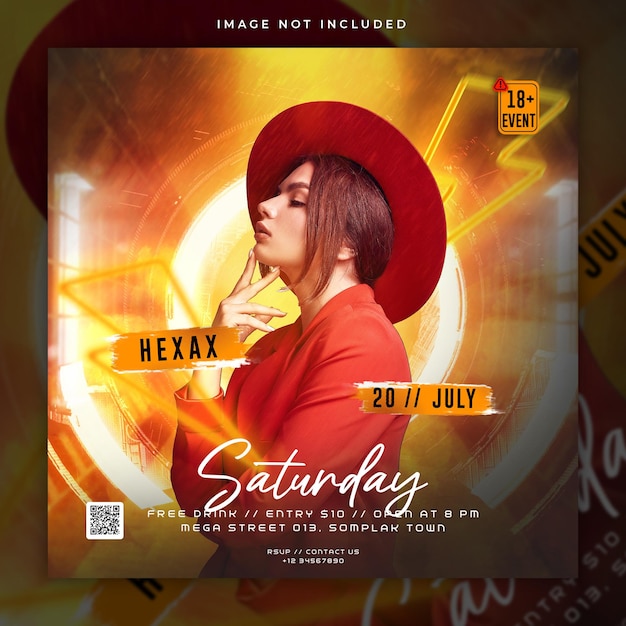 Dj party social media post and flyer template