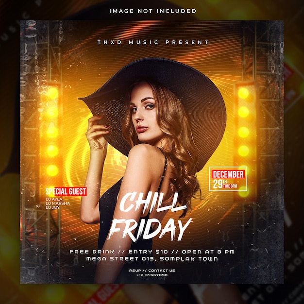 PSD dj party social media post and flyer template