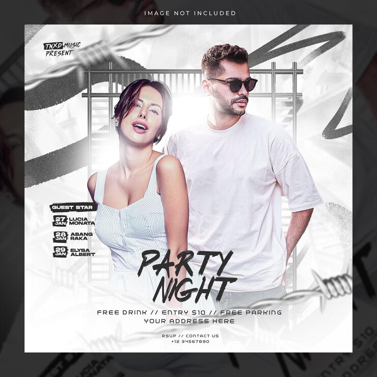 dj party social media post and flyer template