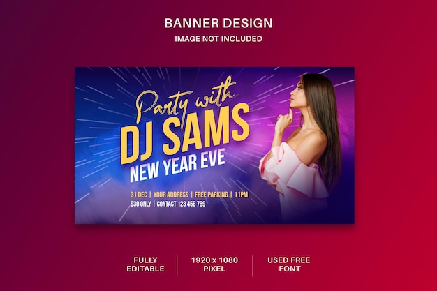 DJ party ulotka media społecznościowe i szablon banera internetowego
