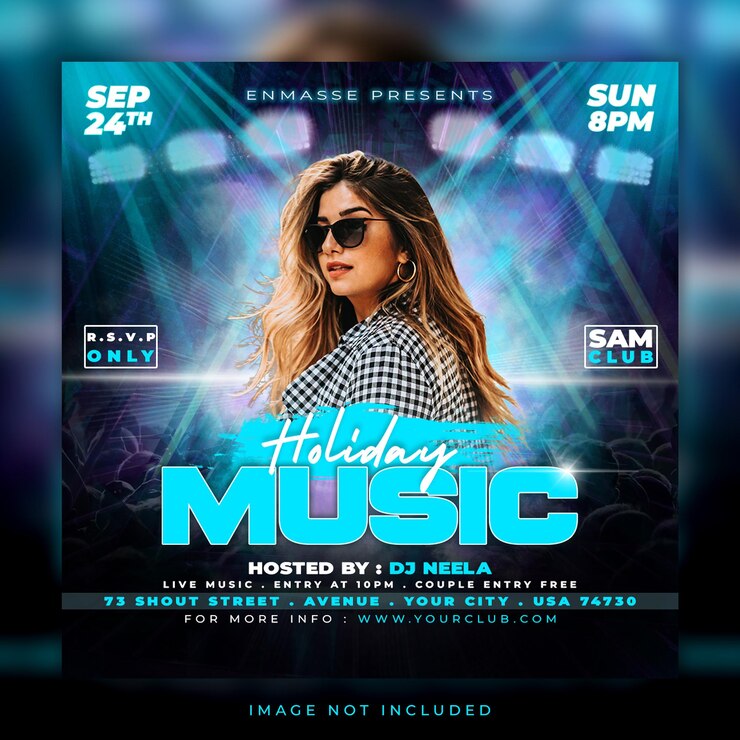 Dj party weekend flyer of social media sjabloon