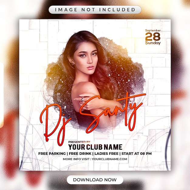 Dj Santy Party Flyer Lub Szablon Banera Promocyjnego W Mediach Społecznościowych