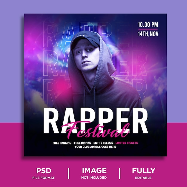 PSD dj social media or instagram post template simple design premium psd