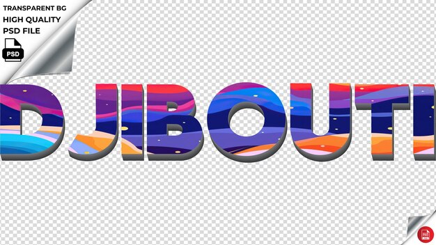 PSD djibouti typography flat colorful text texture psd transparent