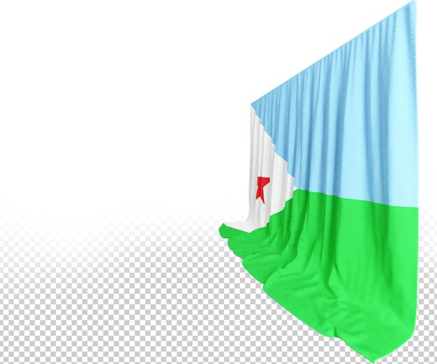 PSD djiboutiaanse vlaggordijn in 3d-weergave ter ere van de identiteit van djibouti