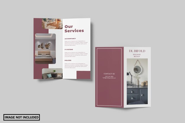 PSD mockup di brochure bifold dl