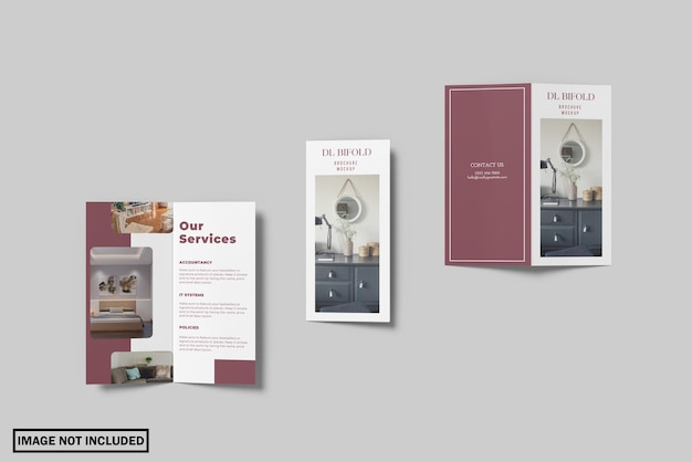 PSD mockup di brochure bifold dl