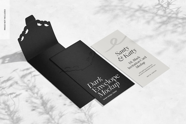 Dl black invitation cards mockup