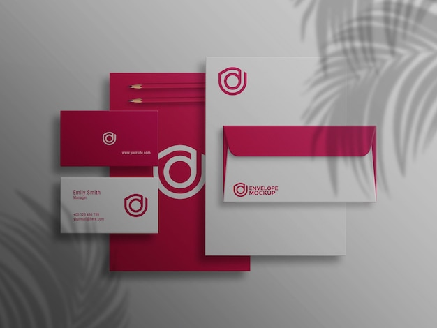 PSD dl-envelop en visitekaartje op letterhead psd-mockup