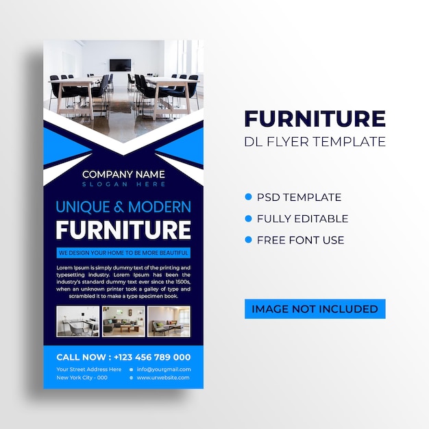 PSD dl flyer furniture company shape design