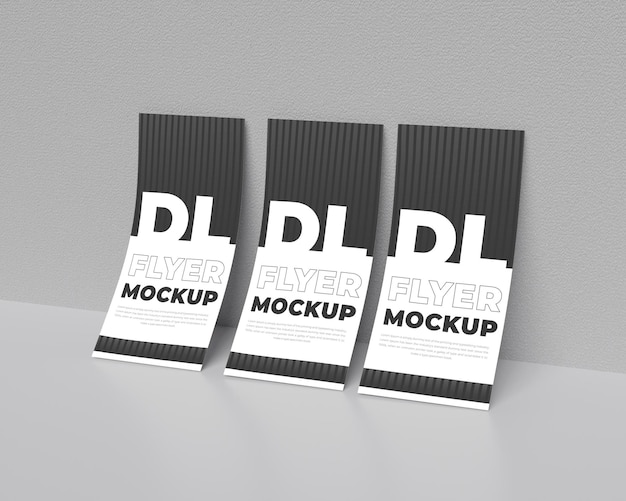 Dl Flyer Mockup-ontwerpsjabloon in 3D-rendering