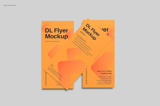 DL Flyer Mockup z pomarańczowym gradientem i tekstem na szarym tle