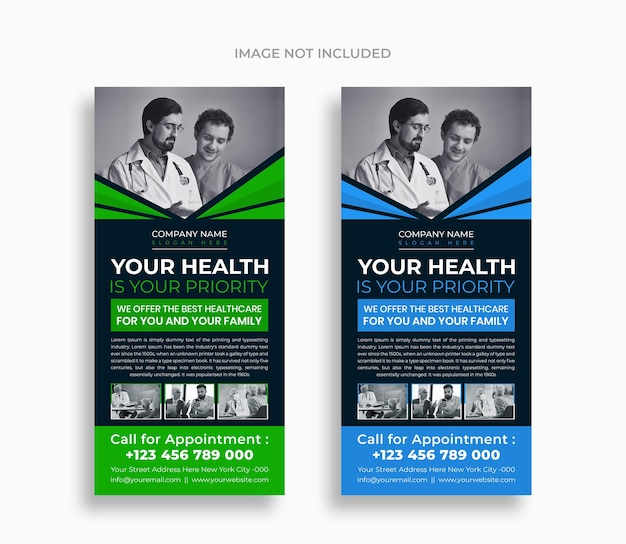 Dl flyer template medical healthcare rack card design creative shape