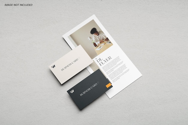 PSD dl flyer with business card mockup