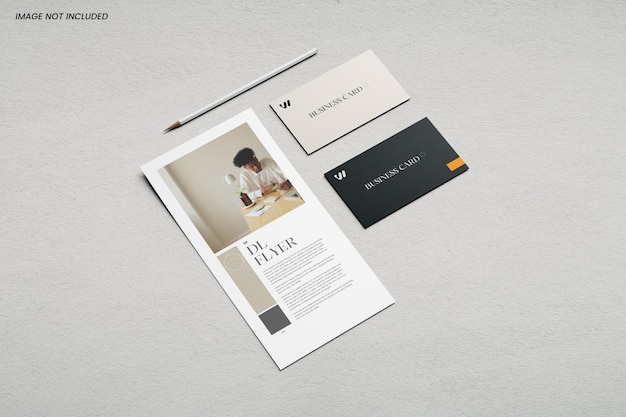 Dl flyer with business card mockup