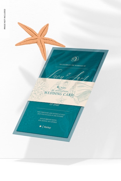 DL Invitation Wedding Card Mockup, Falling