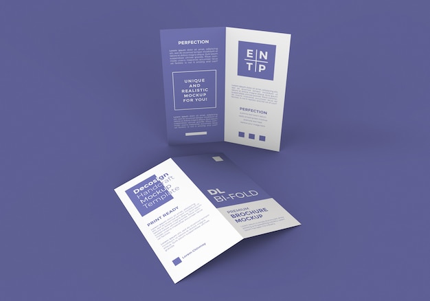 PSD dl size bi-fold brochure mockup