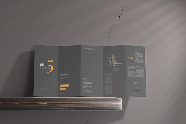 Dl size five fold brochure mockup