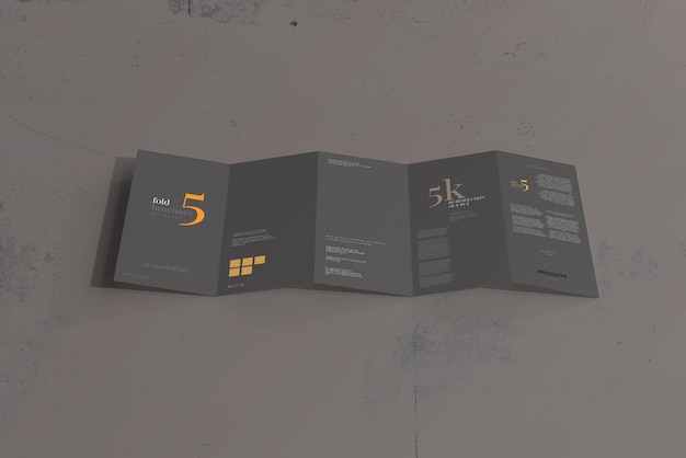 Dl size five fold brochure mockup