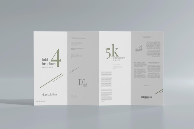 Mockup di brochure a quattro pieghe formato dl