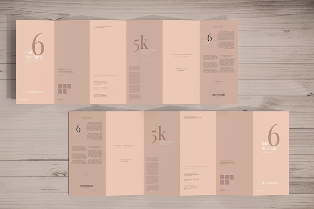 PSD dl size six fold brochure mockup