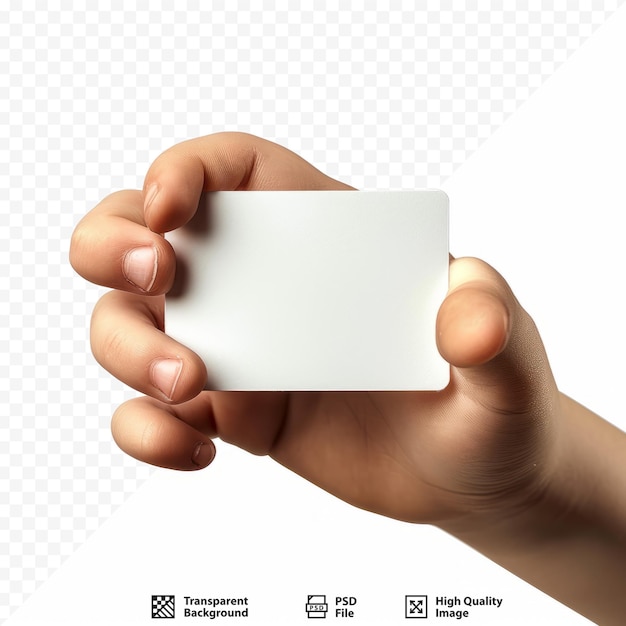 PSD dłoń małego dziecka trzymająca trochę jak pustą kartę odizolowaną na białym, odizolowanym tle
