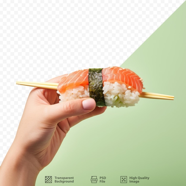 PSD dłoń trzymająca pałeczki z sushi