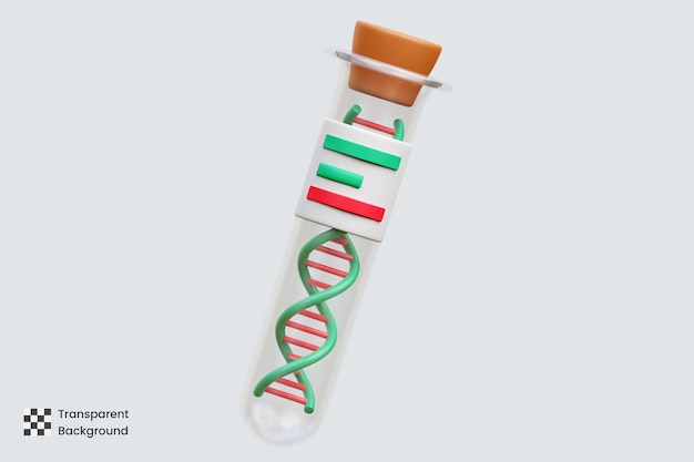 PSD dna 테스트 3d 아이콘 삽화