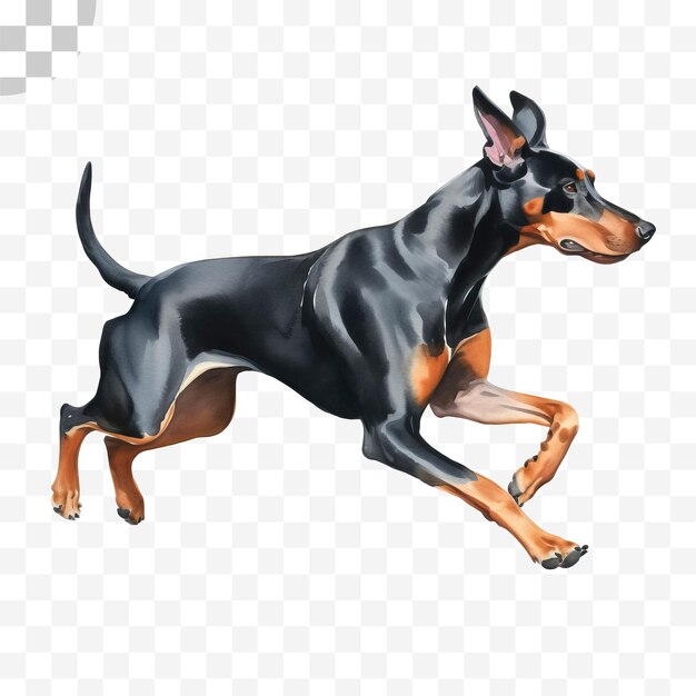 PSD doberman pinczer akwarela png