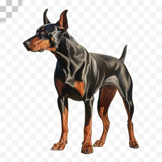 PSD doberman pinscher aquarel schilderij png