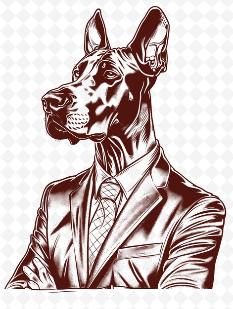 Doberman Pinscher i dress og slips ser profesjonell ut og dyretegninger, vektor-kolleksjoner
