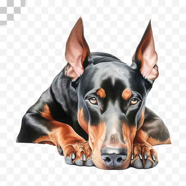 PSD doberman pinscher watercolor painting png