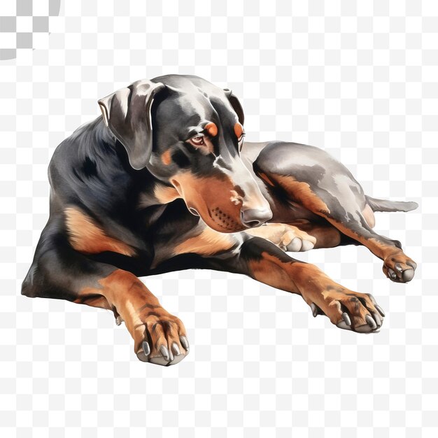 PSD doberman pinscher pittura ad acquerello png